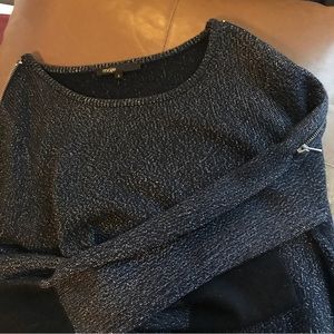 Maje Sparkly Navy Sweater with Zippers